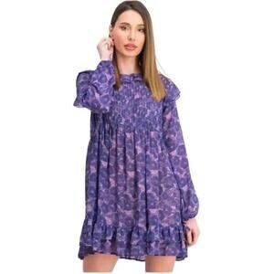 Free People Women's Purple Floral These Dreams Mini Dress Size M